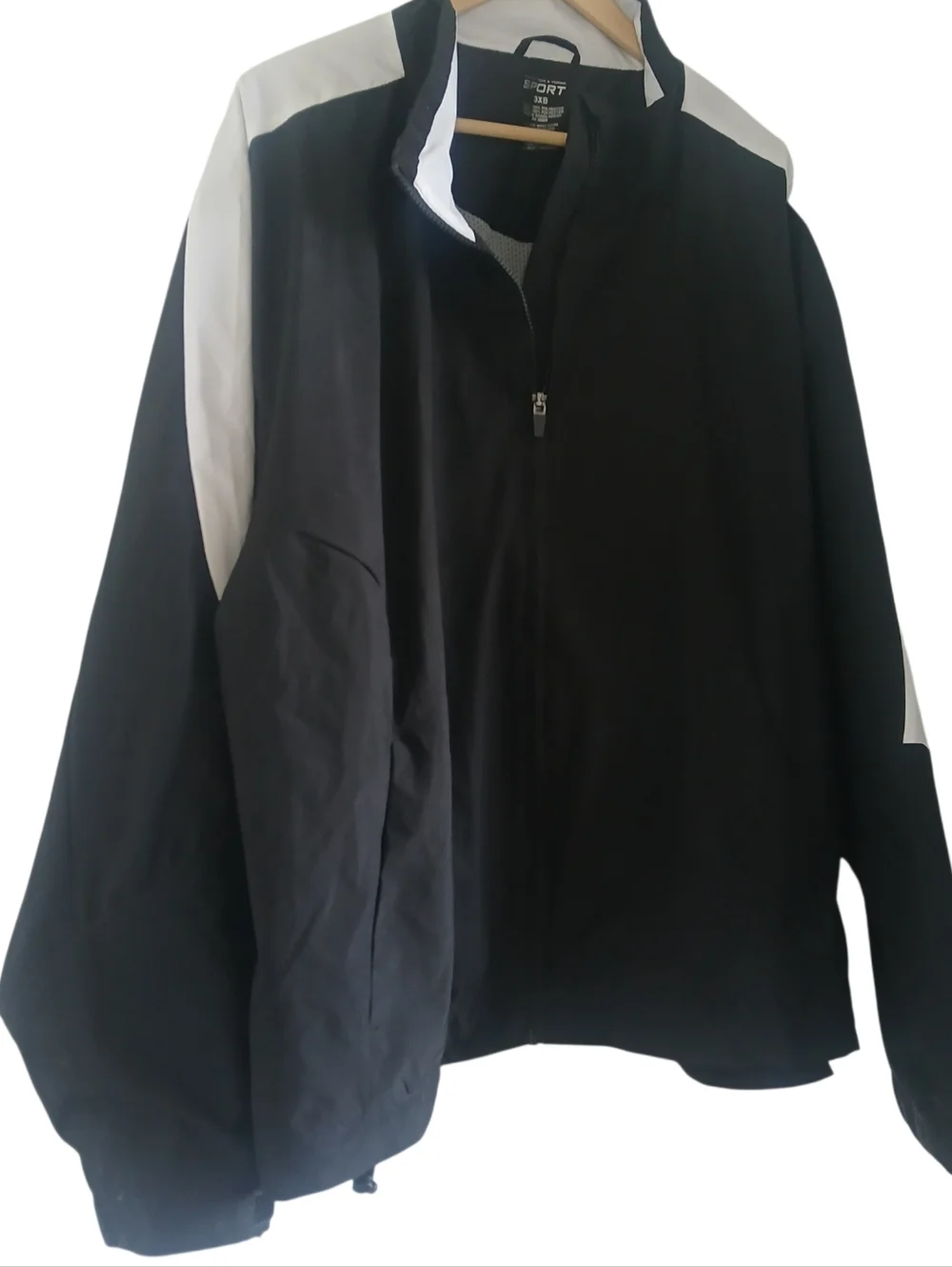 Men's 3XB Roundtree & Yorke Sport Black White Windbreaker Jacket Zip Relaxed Fit